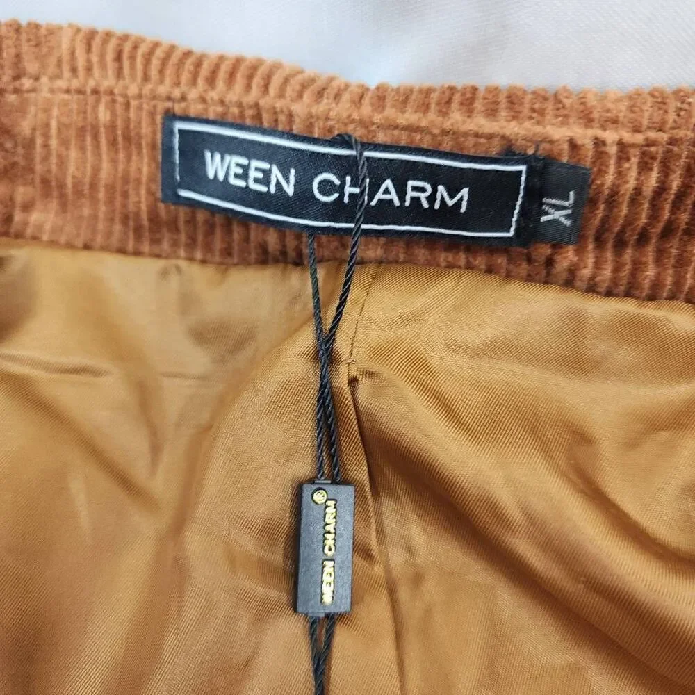 WEEN CHARM Size XL Men's Slim Fit Corduroy Sport Coat,Vintage Work Jackets with
